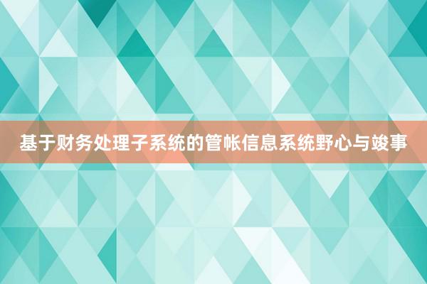 基于财务处理子系统的管帐信息系统野心与竣事