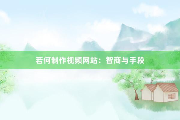 若何制作视频网站：智商与手段